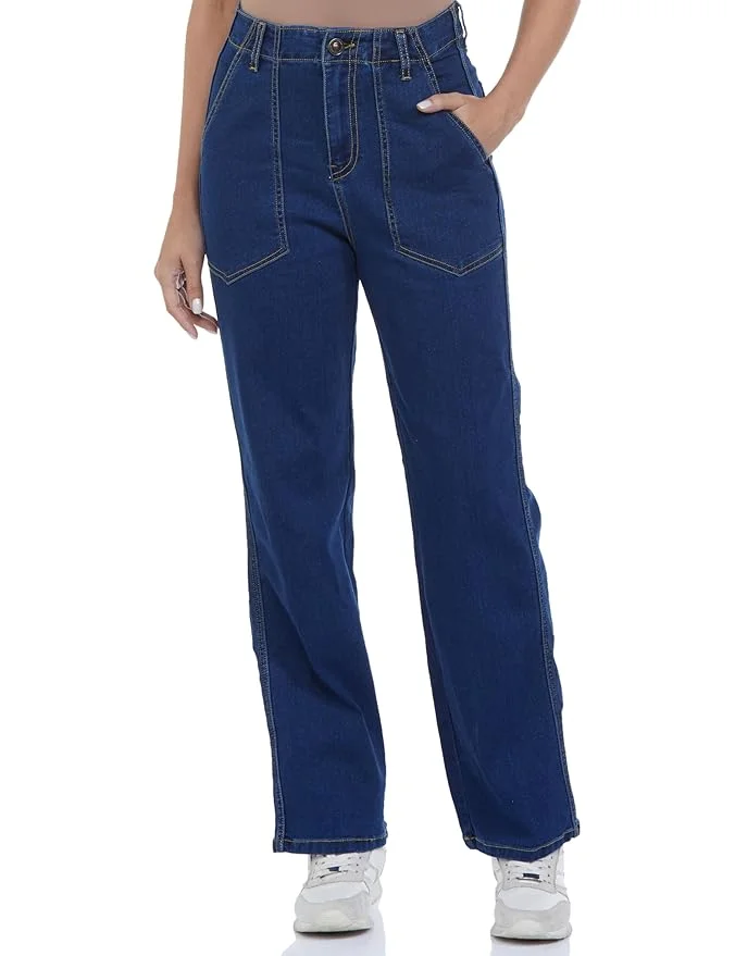 inkd جينز نسائي مستقيم - هاي رايز | غسيل الإنزيم